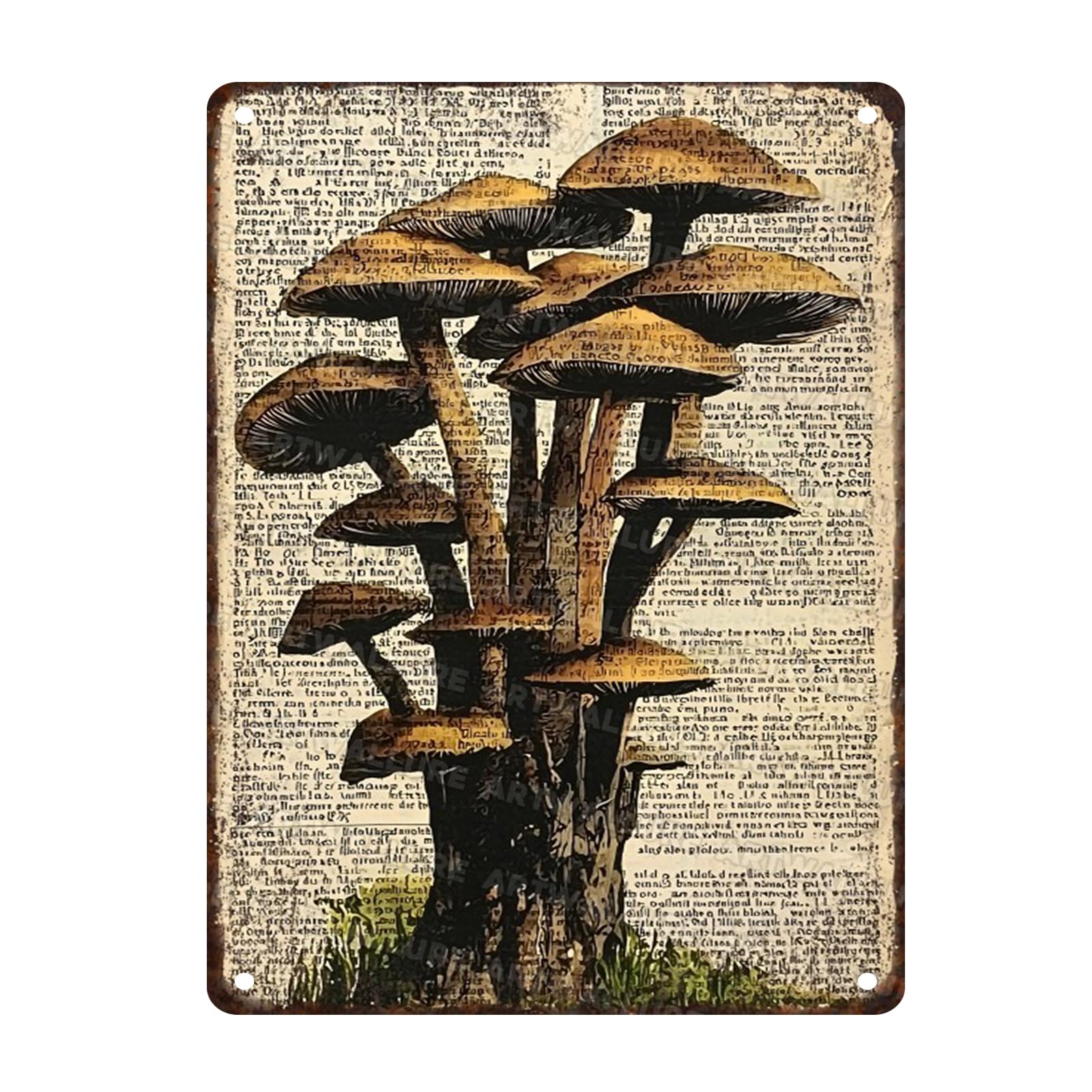Mushroom Vintage Tin Sign Metal Mushroom Posters Tin Minimalist Wall Art for Home Bedrooms Kitchen Bars Pubs Garages Gardens Patios Porches 12x16inch