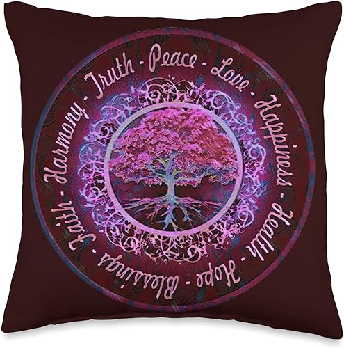 Amelia Carrie Truth, Peace, Love, Happiness, Harmony, Blessings, Health Throw Pillow, 16x16, Multicolor