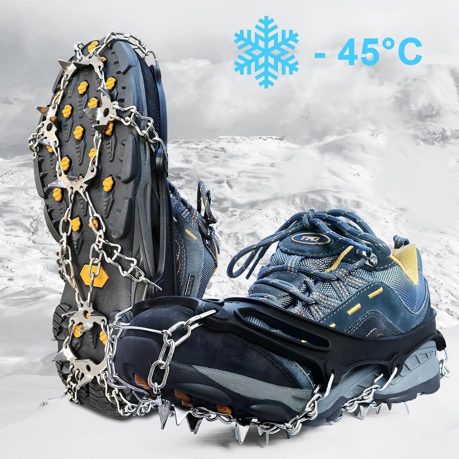 Ice Cleats Traction Snow Grips – kolce ze stali nierdzewnej do wędrówek, wędkowania, spacerów, wspinaczki