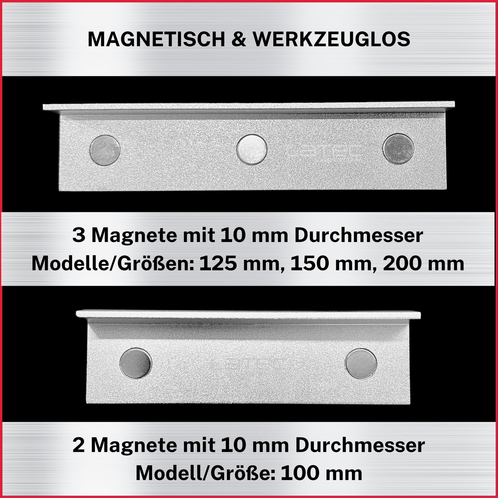 Schraubstock Schutzbacken 125 mm – hochwertig, magnetisch haftend, für Rund- und Flachmaterial, eloxiertes Aluminium, 2-teilige Schonbacken, deutsches Unternehmen