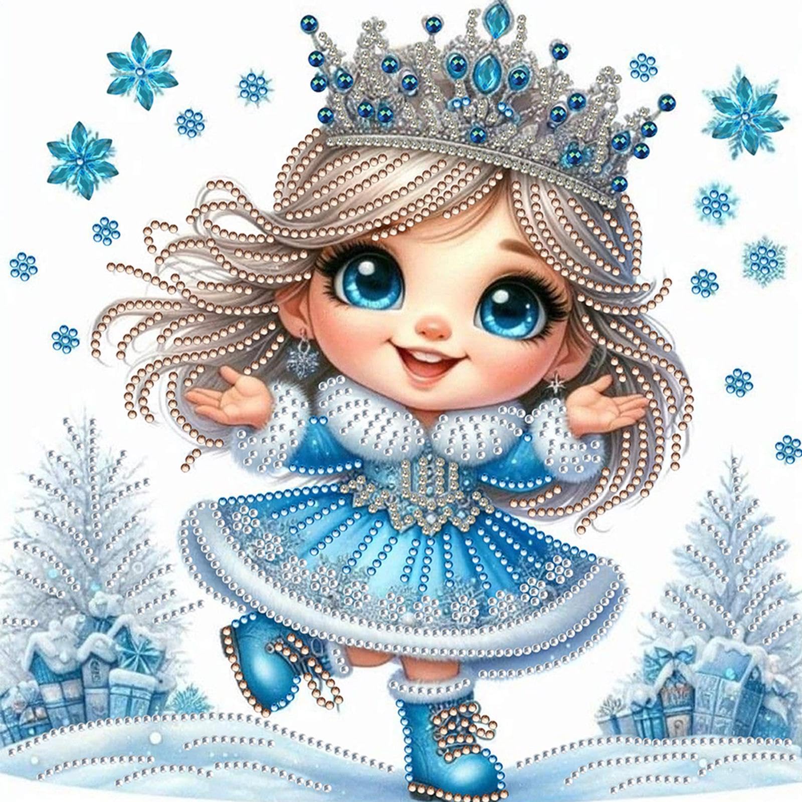 5D Special Shape Diamond Art Painting Kits for Adults – Crystal Rhinestone DIY Craft, Diamond Mosaic Kit for Beginners, Wall Decor Gift 11.8x11.8 Inch(Blue Snow Girl)