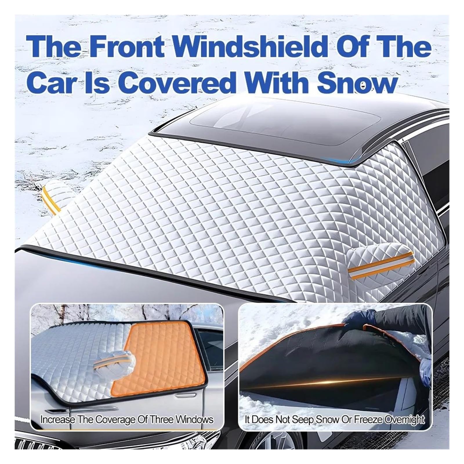 Bouclier De Neige pour Voiture, Couverture Anti-Neige Et Anti-Gel, Coupe-Vent, Couverture De Glace Et De Neige d'hiver, Pare-Neige Épais À Trois Fenêtres Pare Brise Hiver pour Voiture Contre