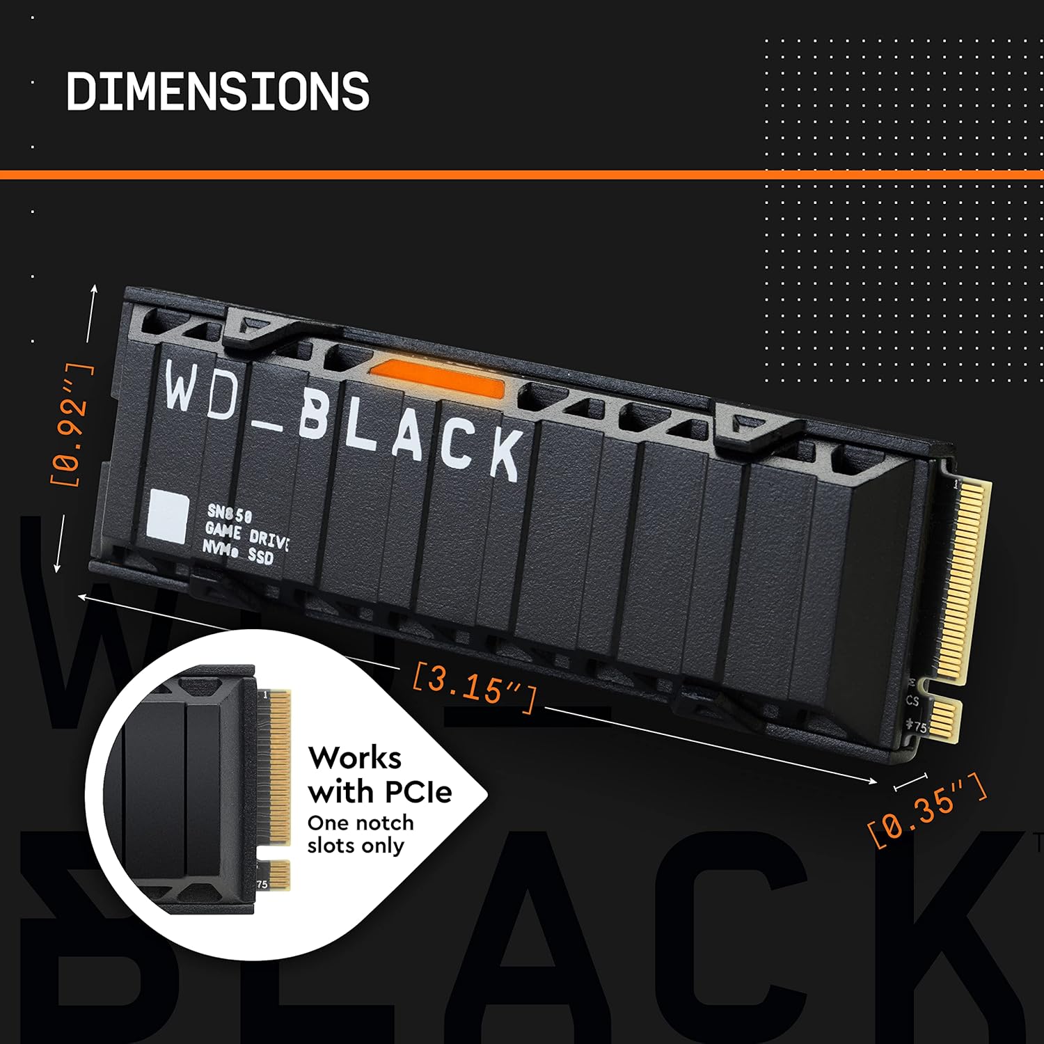 Exclusive WD_BLACK 500GB SN850 NVMe Internal Gaming SSD Solid State Drive with Heatsink - Works with Playstation 5, Gen4 PCIe, M.2 2280, Up to 7,000 MB/s - WDS500G1XHE