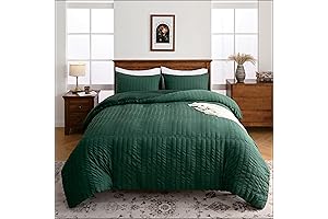Dark Green Seersucker Duvet Cover King