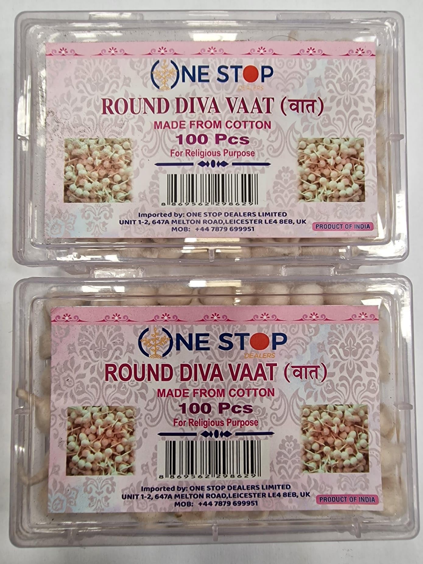 One Stop Dealers White - Round Diva Vat 100Pcs For Festive Decor - Handcrafted Indian Diyas For Diwali - Handcrafted Elegant Festive Touch - Enduring Radiance (Pack Of 2)