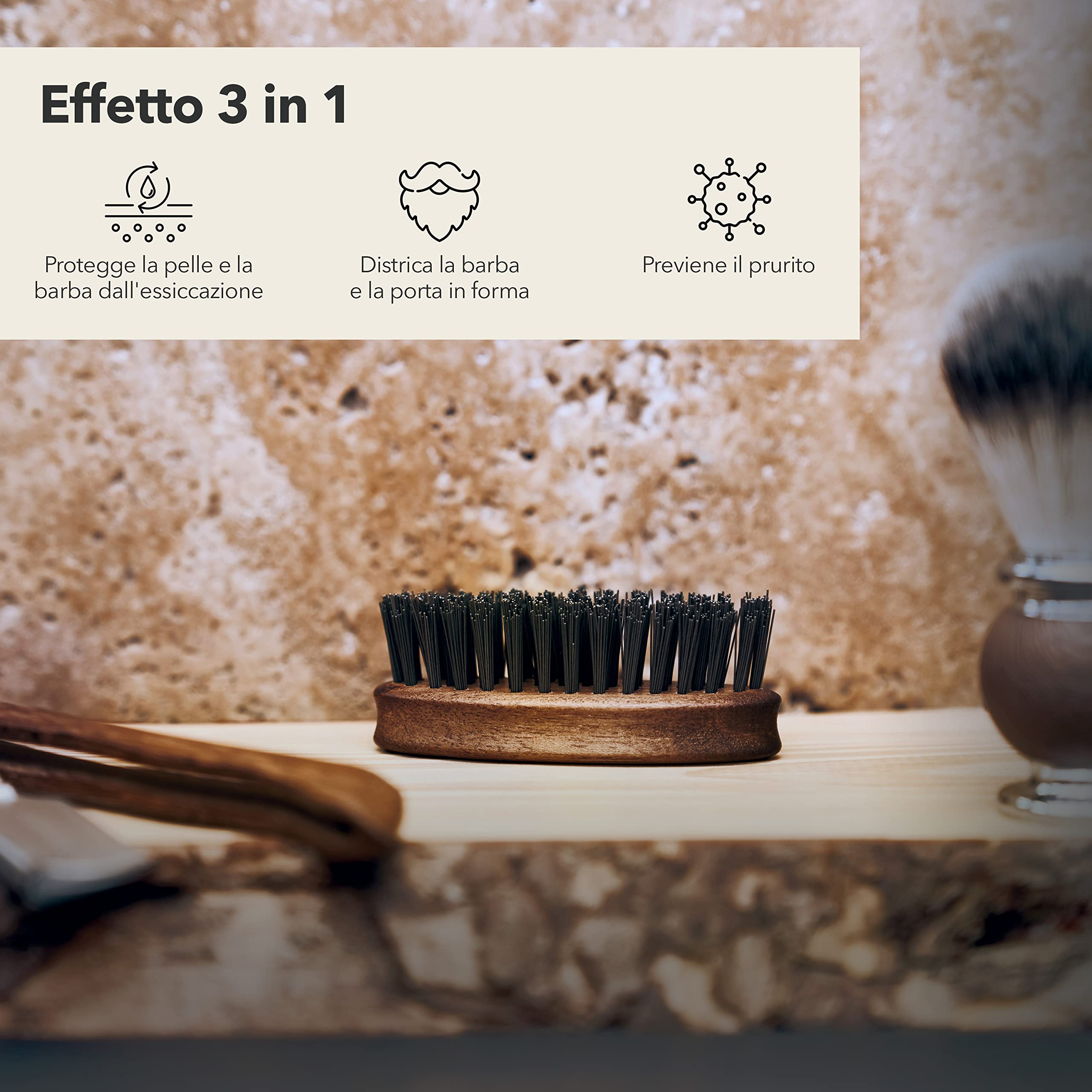 Störtebekker® Spazzola per la barba Premium - Made in Germany - Districa la Barba e Previene il Prurito - Setole BioniFil Sostenibili - Legno di Noce - Spazzola per Barba (Normale)