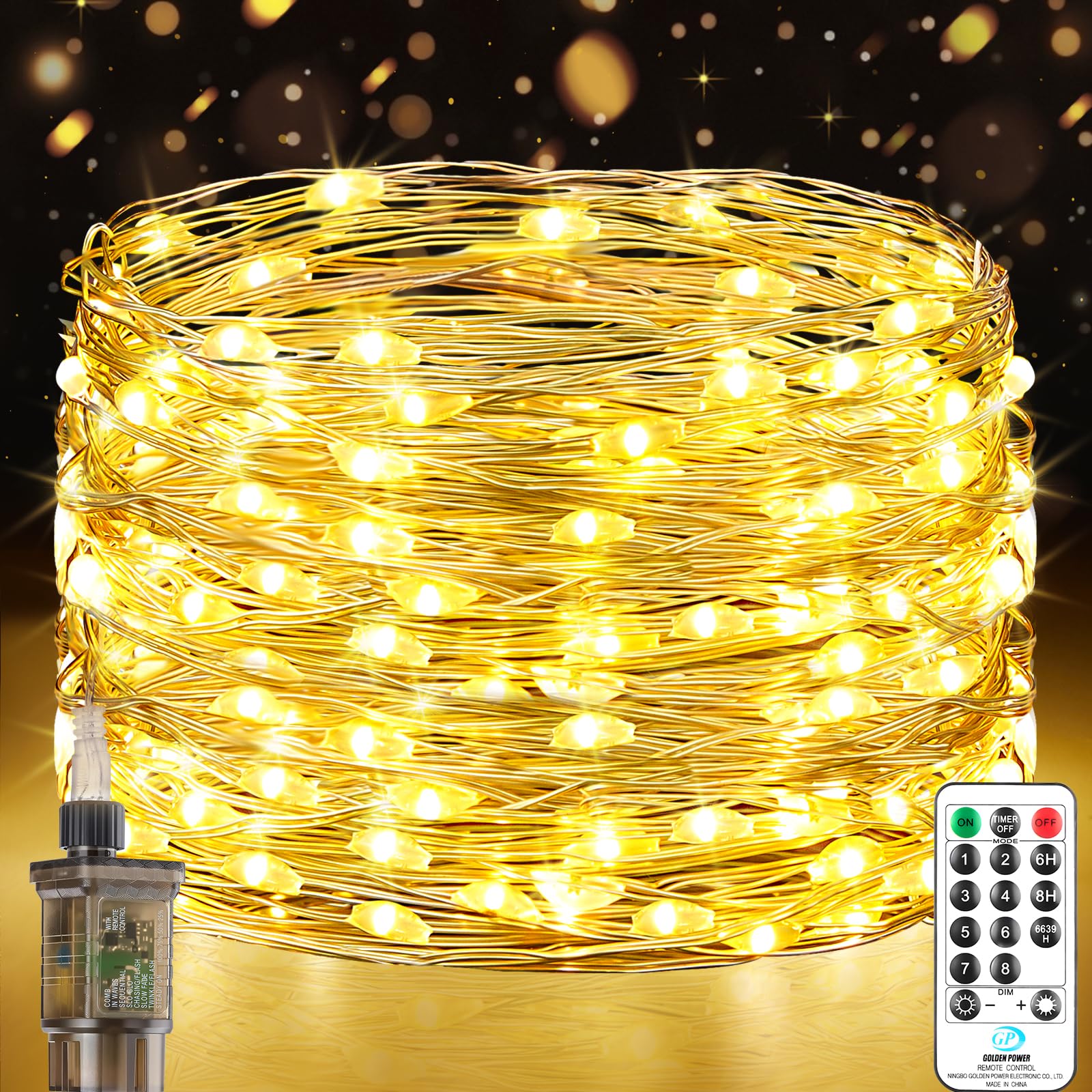 Forepin Fairy Lights Mains Powered, 18M 150LED Fairy Lights Plug in Outdoor Waterproof String Light with Remote Timer, Christmas Lights Indoor for Outside Garden Tree Party Wedding Decorations