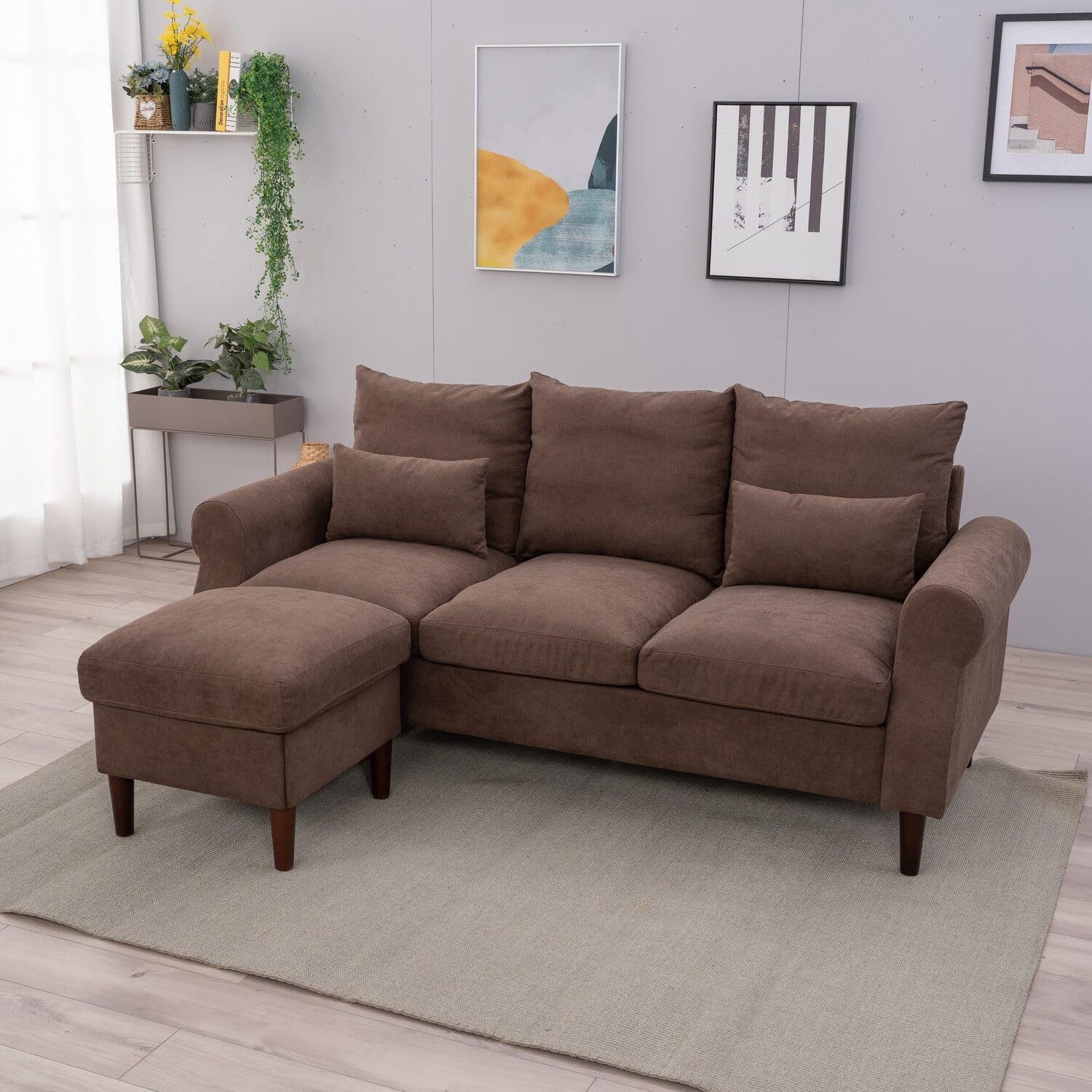 Panana 3 Seater with Footstool Small Sofa Set, Sectional Sofa Loveseat