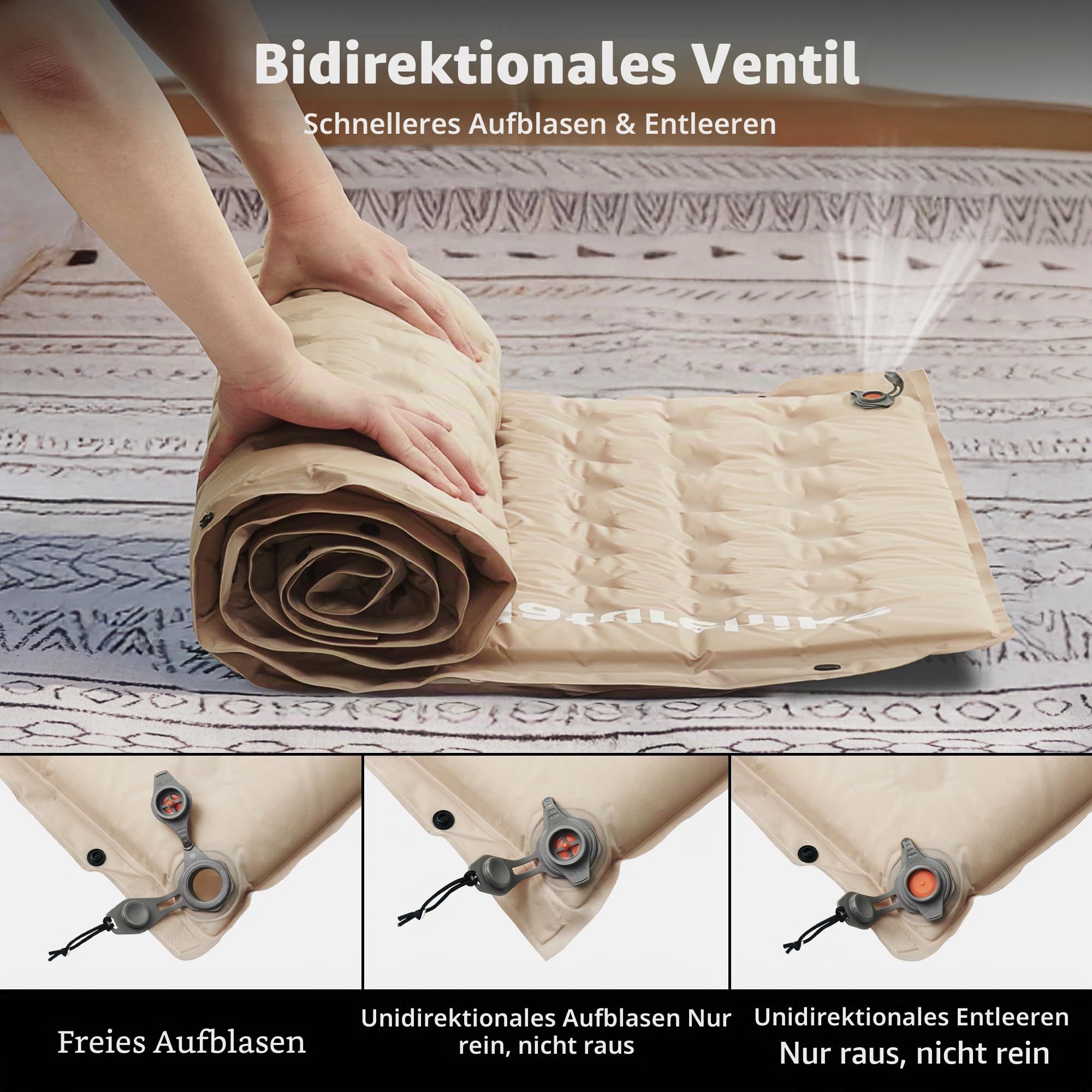 Naturehike Selbstaufblasende Luftmatratze mit Kopfkissen Leichte Camping Matte für Outdoor & Reisen, Selbst aufblasend und bequem
