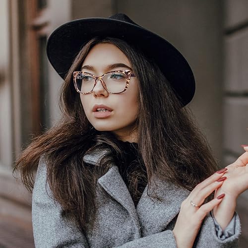 Miniatura 3 de OWTXIS Paquete de 2 lentes de lectura extragrandes con diseño de ojo de gato para mujeres y hombres, ligeros y grandes, anteojos de moda (tortuga +