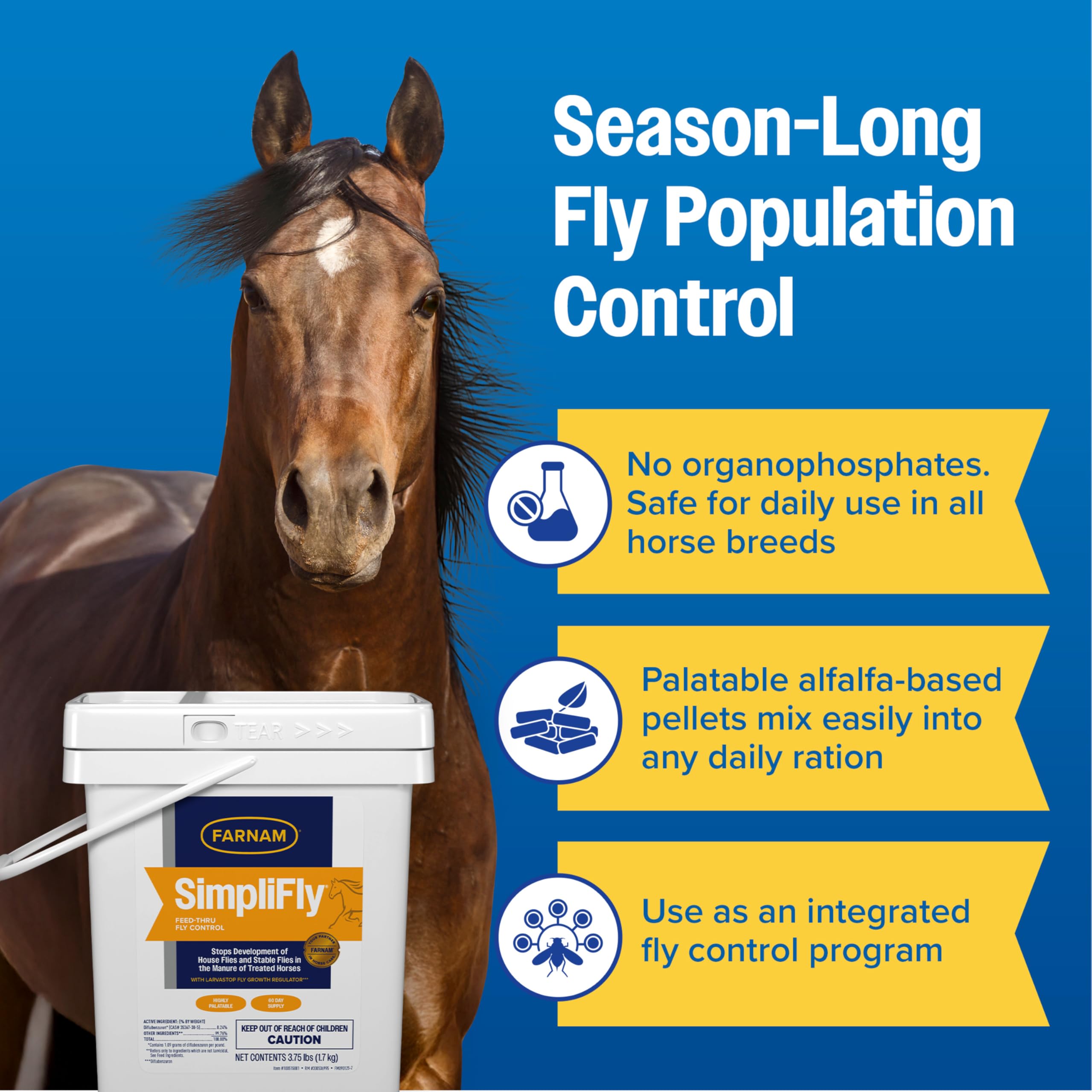 Farnam SimpliFly Feed Through Fly Control for Horses, 3.75 lbs, 60 Day Supply, EPA-Approved Pellets to Prevent Stable Flies in Manure – Safe, Palatable Daily Supplement for Fly Population Control - image 5
