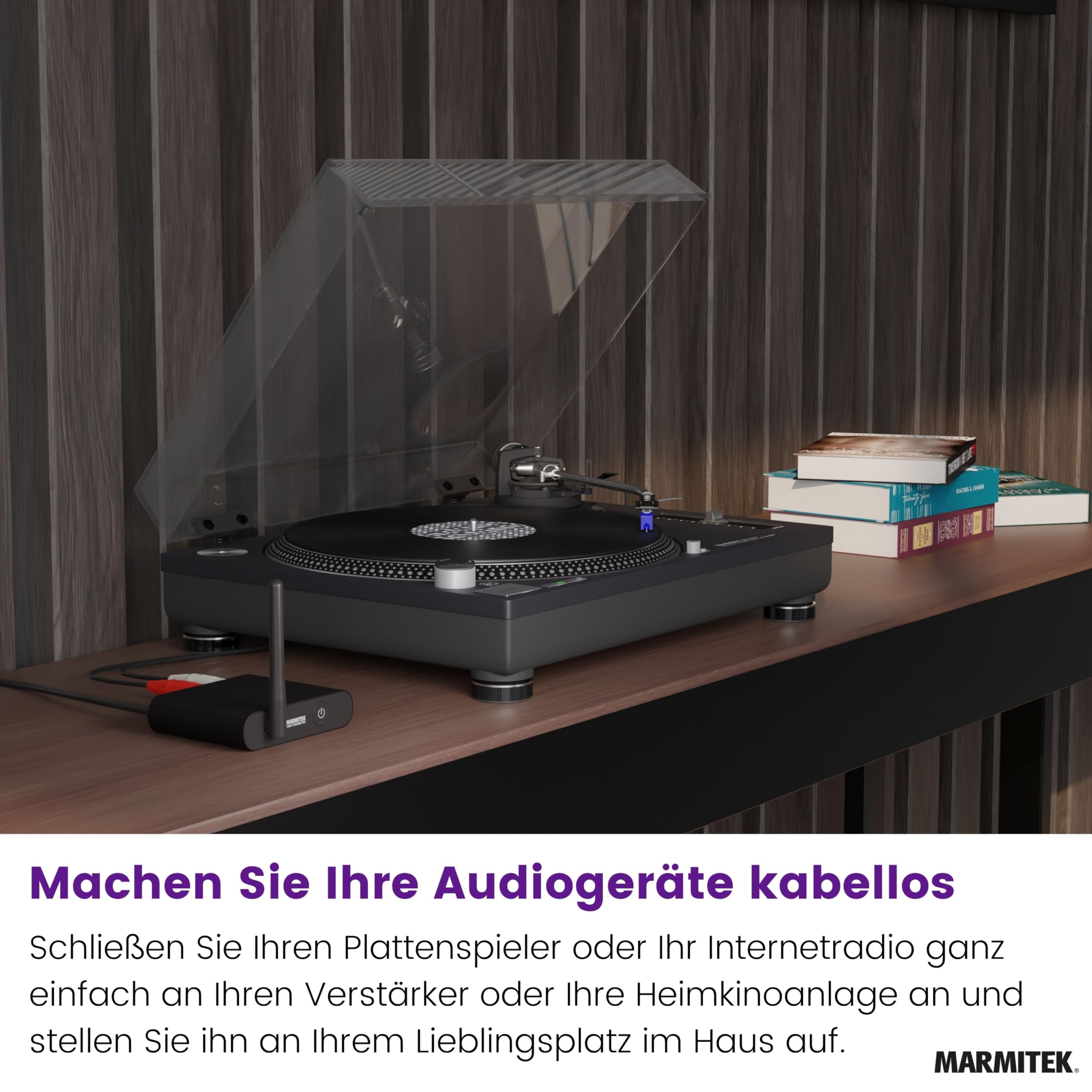 Marmitek Audio Anywhere 730 - Kabelloser Audio Sender für TV HDMI ARC | TV-Ton kabellos an Soundbar, Aktivlautsprecher oder Stereoanlage, optisch, RCA, USB-C, Low Latency und Multiroom
