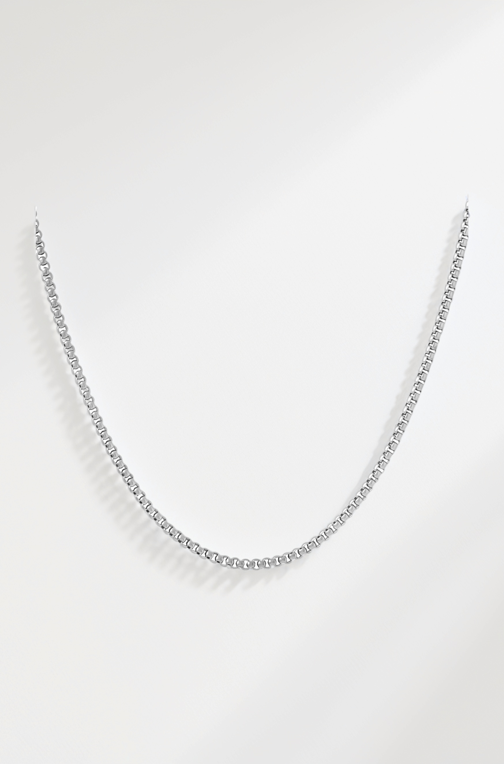 Classic Stainless Steel Silver Box Chain Necklace Silver Plated Chain for Men (Silver) (YCSSCH-216BOX-SL)