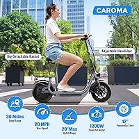 Vista 51 de Caroma Electric Scooter with Seat, Max 30 Miles Range&20MPH Speed, Peak 800/1200W Motor, Foldable Electric Scooter for Adults and Teens, Commuter E