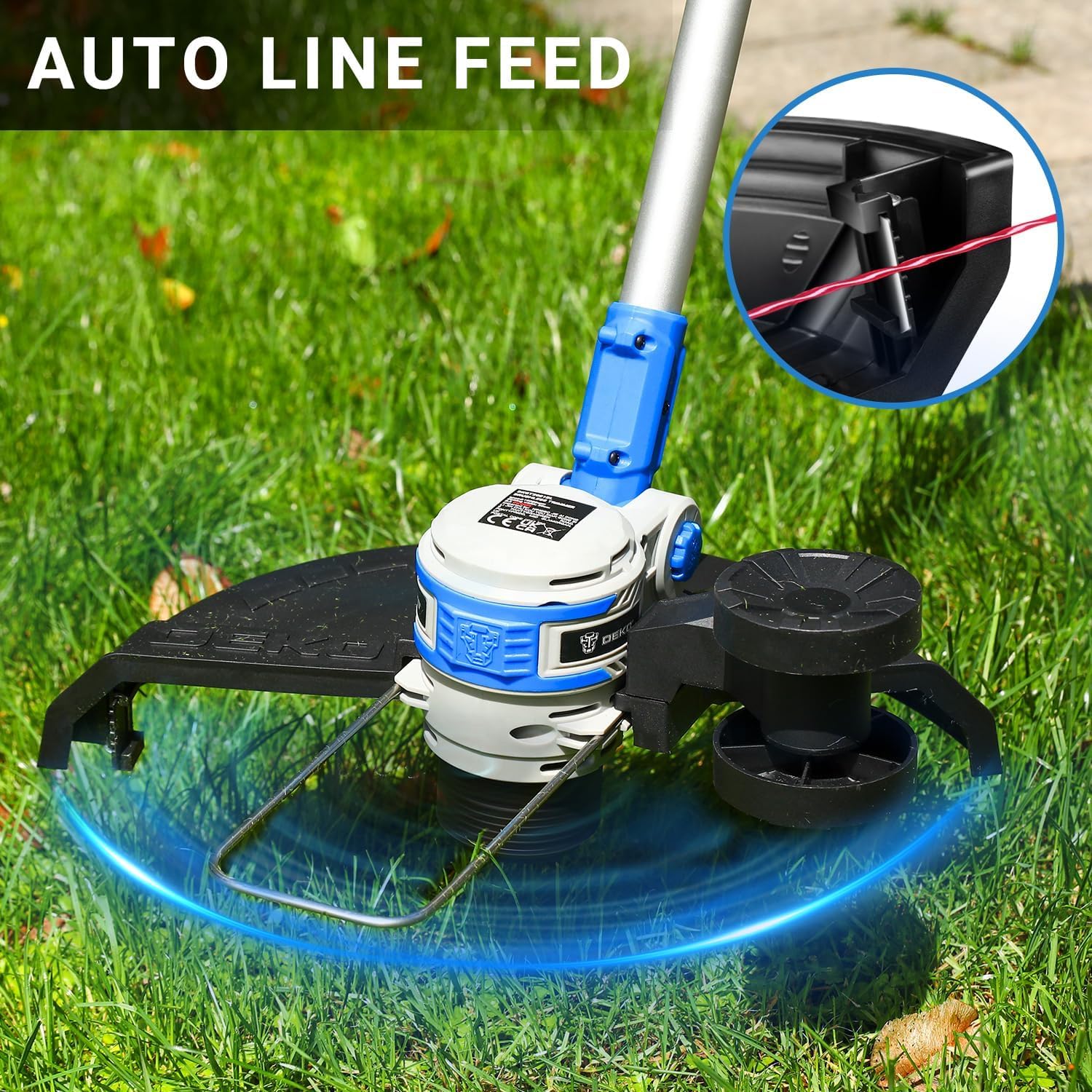 Cortabordes-desbrozadora 2 en 1 de batería: Desbrozadora DEKOPRO 20V 30 cm con 2 baterías de Larga duración para césped, Jardines y prados