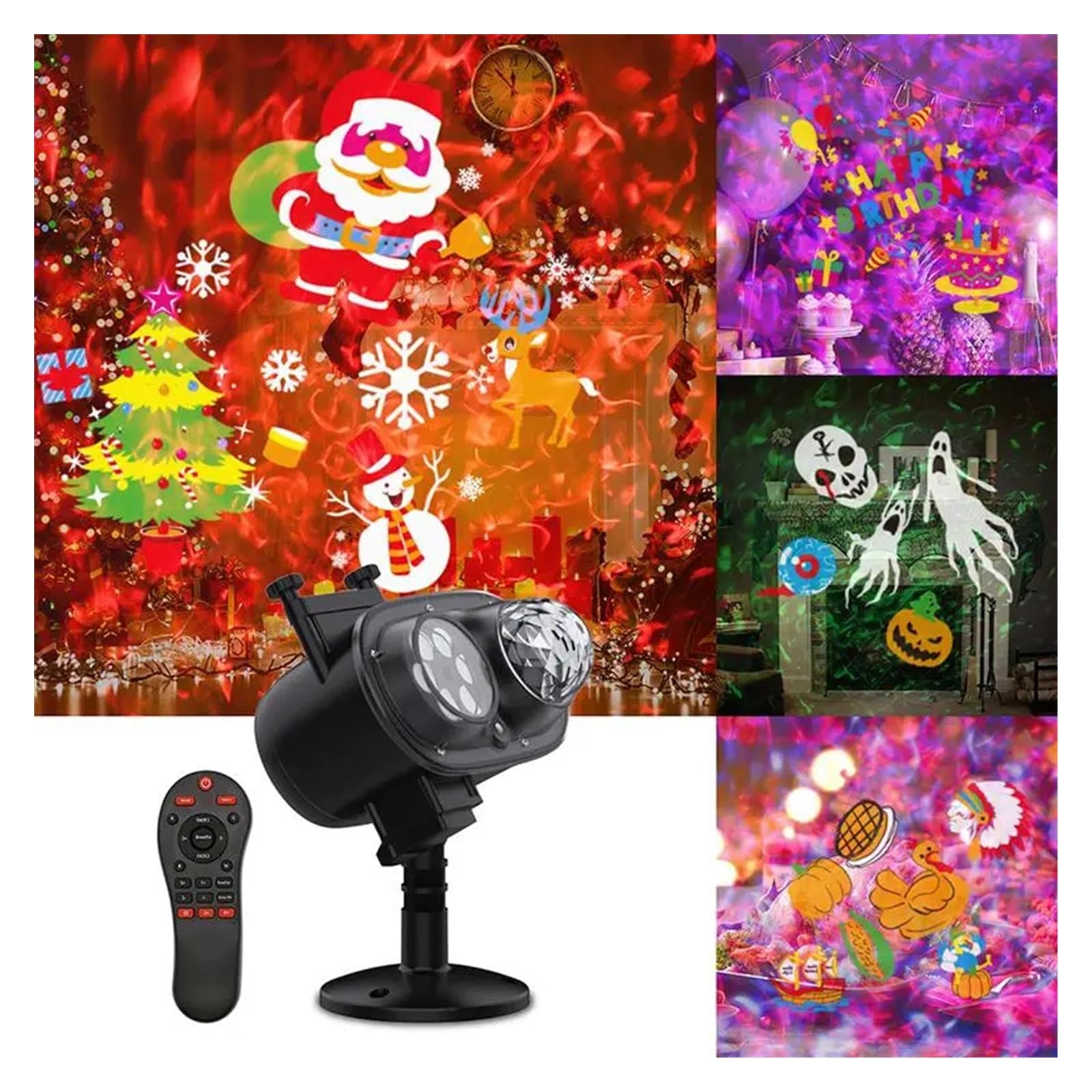 Luces De Proyector De Navidad PortáTiles, Luces de proyector de Navidad y Halloween for exteriores, onda 3D, 16 patrones, proyector impermeable for vacaciones de Halloween en interiores Imagen Hd Y Fá