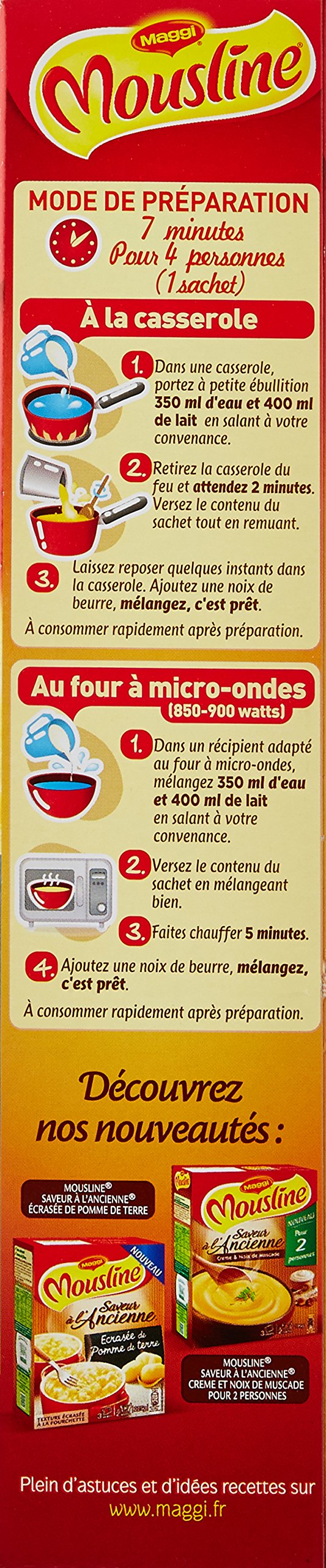 Maggi MOUSLINE Purée Nature (4 sachets pour 4 personnes) - Lot de 4