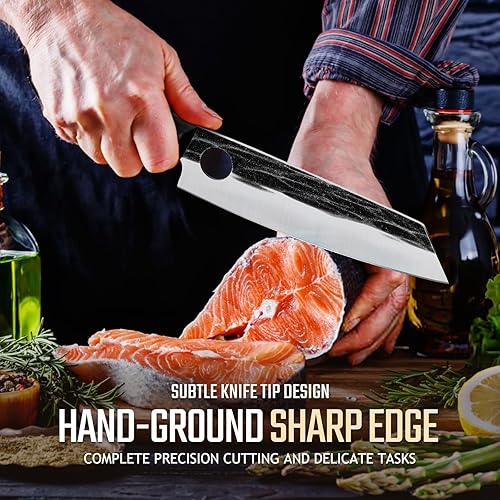 Miniatura 2 de Huusk Kiritsuke Cuchillo japonés, cuchillo Gyuto, cuchillos de chef japoneses con mango de espiga completa, cuchillos de cocina forjados a mano para