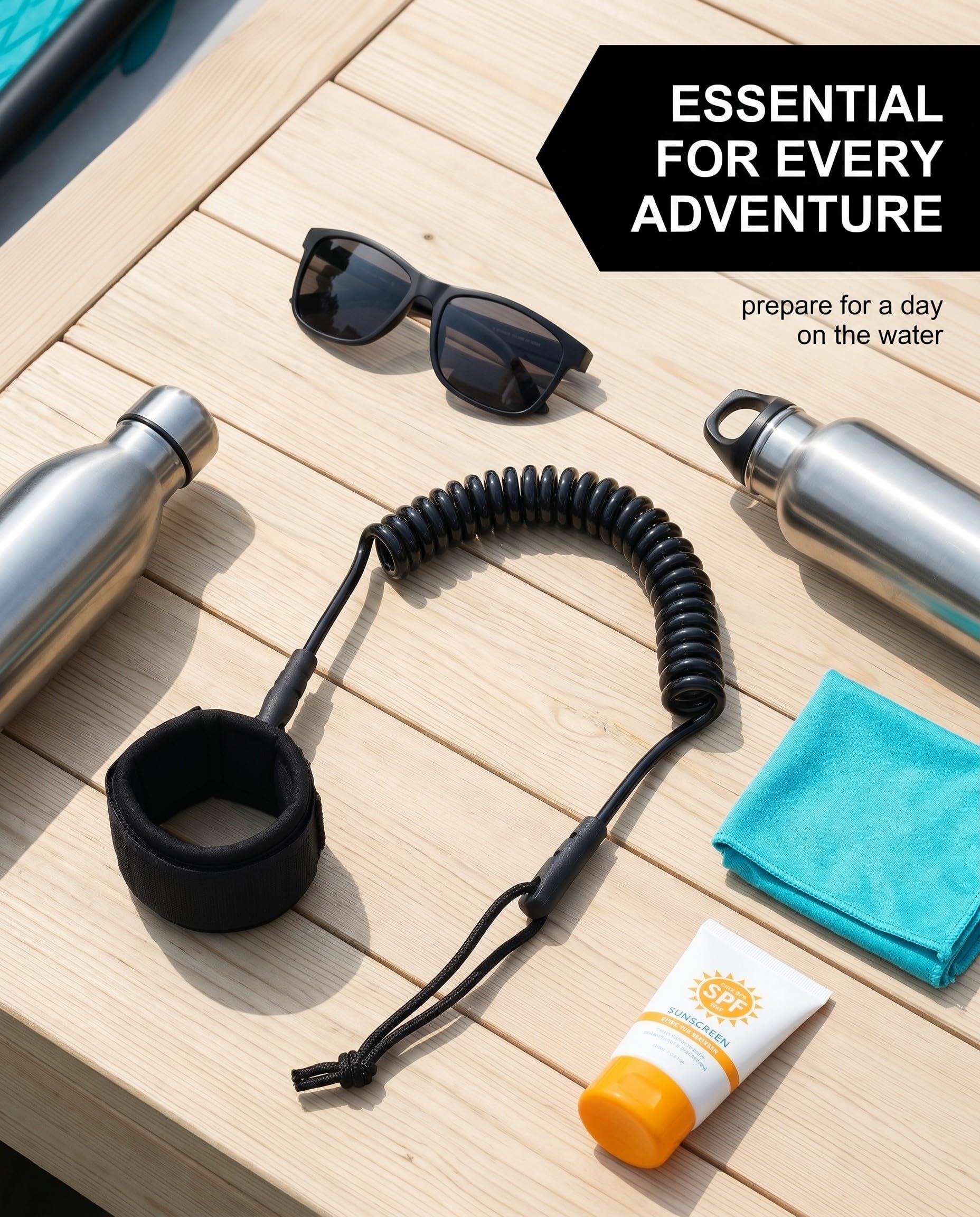 Corda Traino SUP & Kayak 1 Pz Nero 5,5 mm – Fibra Sintetica Resiliente al Sale, Design Anti-Attorcigliamento per Controllo Rapido in Onda e Recupero Sicuro