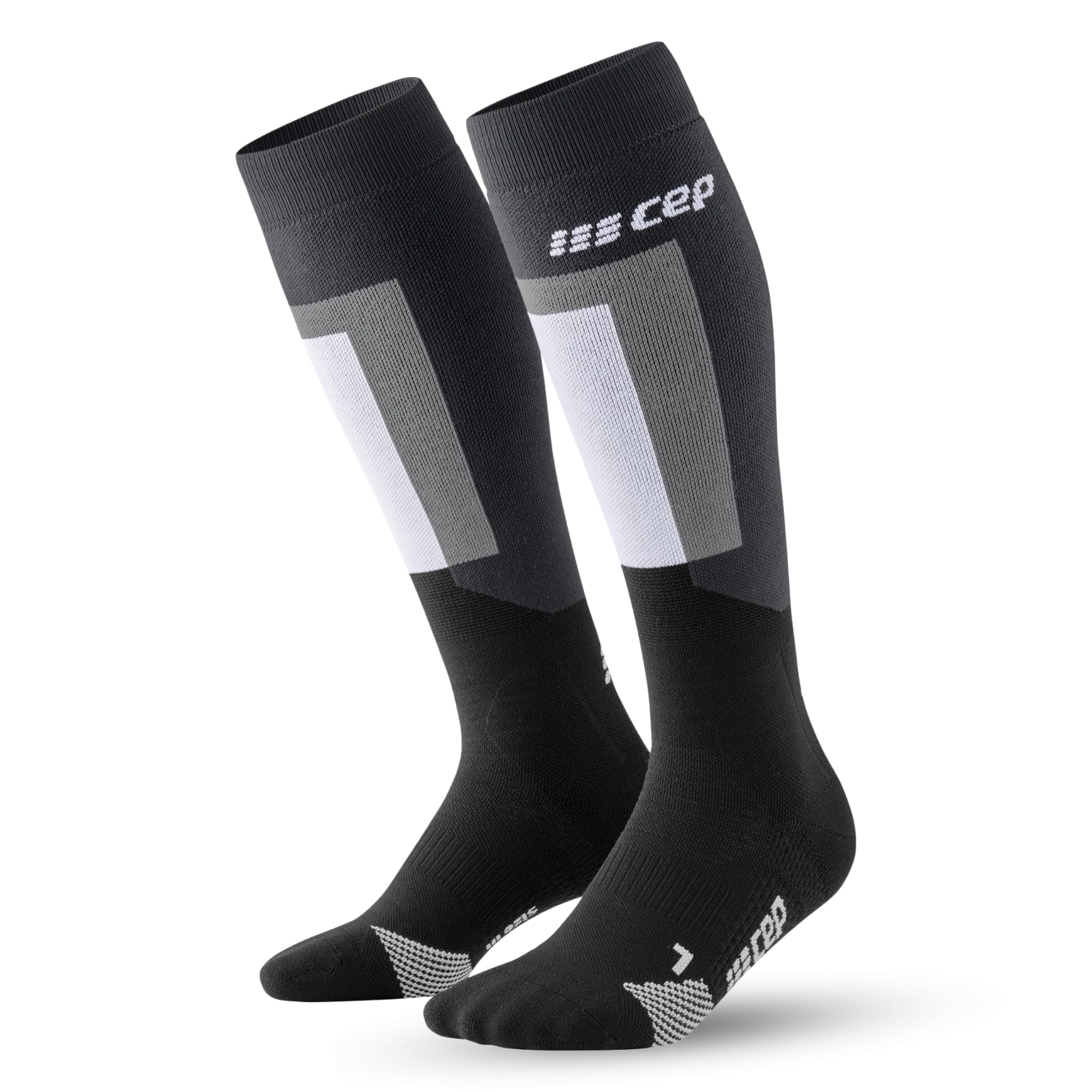 CEP - Skisocken mit Kompression für Herren, Lange Kompressionsstrümpfe, Größe V/XL / 45-48, Black/Grey