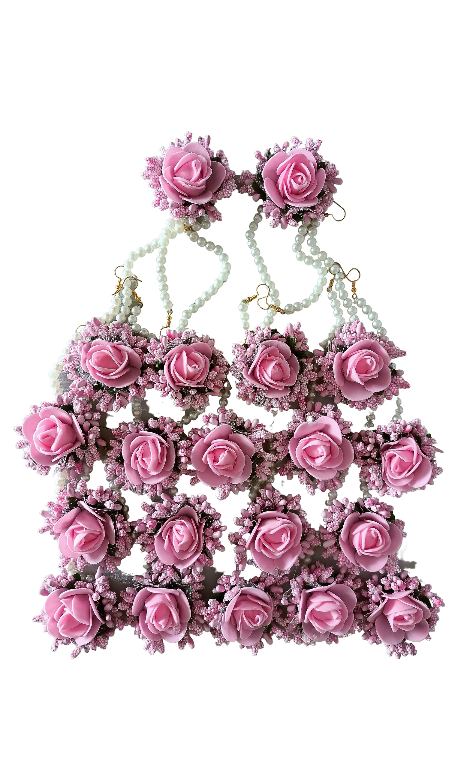 Pink Flower Maang Tikka Jewellery Set for Marriage | Wedding | Baby Shower | Haldi | Mehandi | Party | Shaadi Functions for Girls and Women-image-41