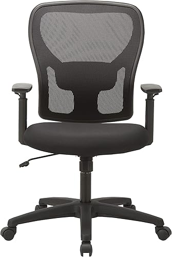 Miniatura 3 de Lorell Soho - Silla de trabajo, respaldo medio, respaldo de malla con asiento de tela, color negro