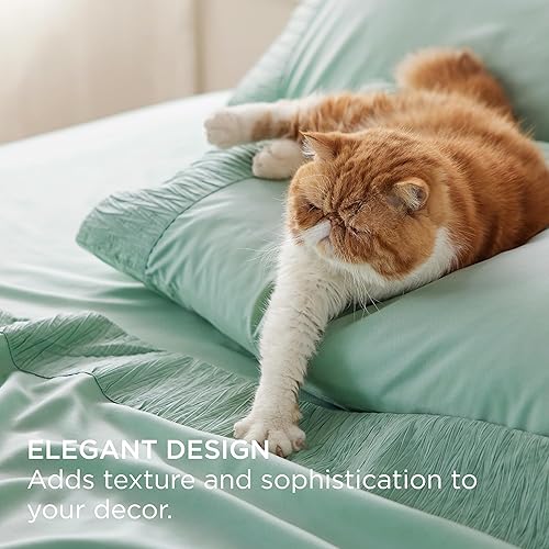 Miniatura 4 de Bedsure Sábanas para dormitorio individual XL, suaves sábanas extra largas de 1800 hilos, 3 piezas, sábanas de lujo verde menta de hotel, tamaño