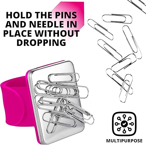 Miniatura 5 de Pulsera magnética para coser, soporte magnético rosa de silicona para el cabello, imanes rosados, pulsera magnética para cabello, pulsera magnética