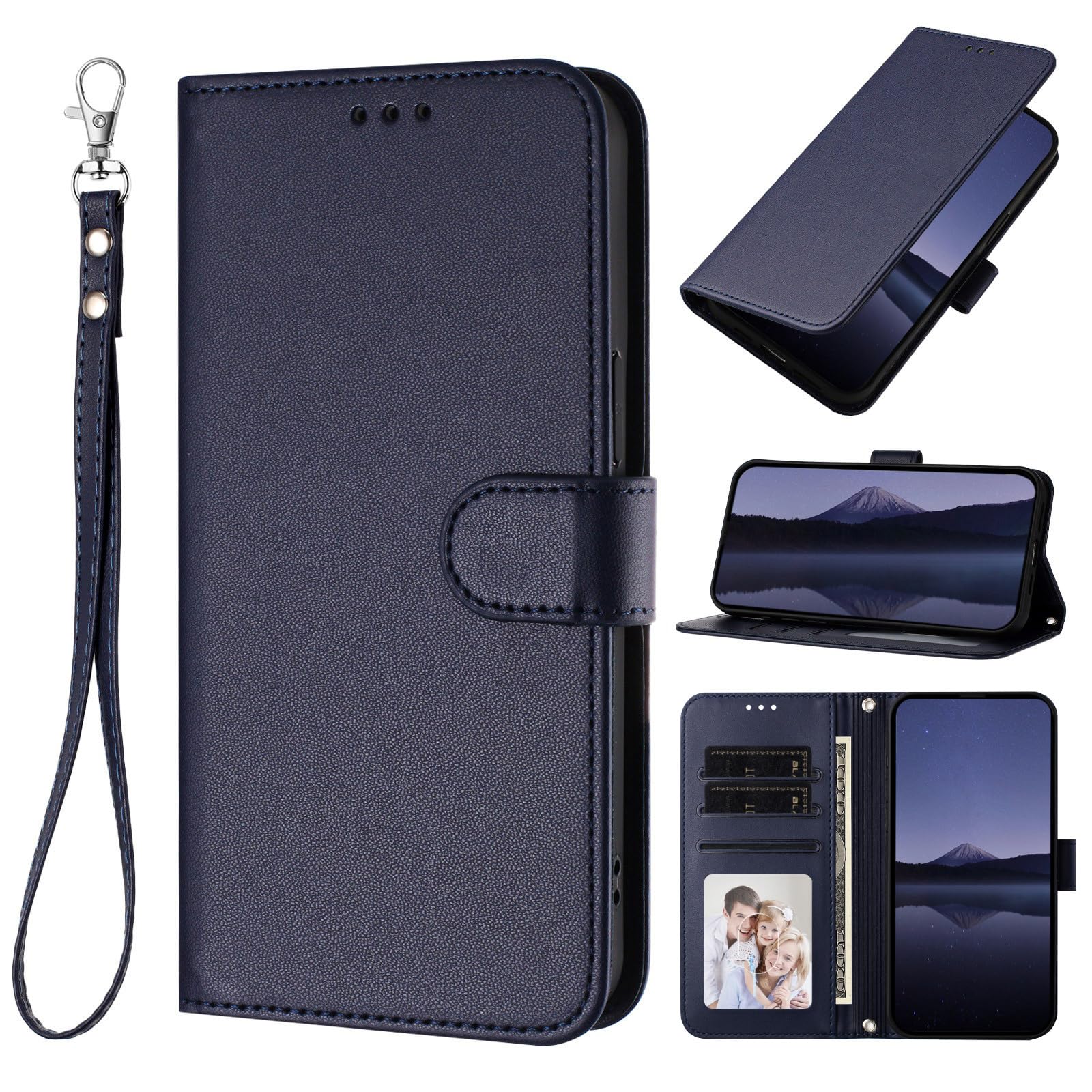 Custodia A Libro Con Pelle PU E TPU Per Xiaomi Redmi Note 11 / Note 11S 4G - Antiurto, Con Porta Carte E Supporto, Blu