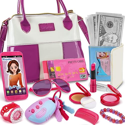 21 piezas de monedero de simulación para niñas pequeñas, My First Play Purses Juego de juguetes para princesa con bolso, accesorios, juguetes de