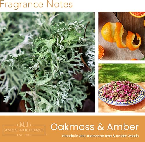 Miniatura 2 de Manly Indulgence Velas perfumadas de musgo de roble y ámbar para hombres, 2 mechas, mezcla de soja prémium de 15 onzas, quema 60H, velas para el