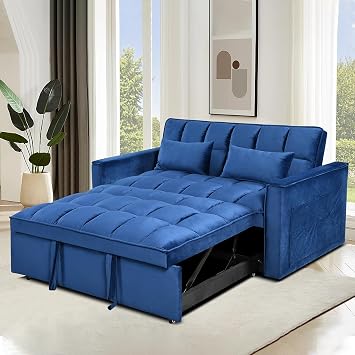 3 in 1 Convertible Sleeper Sofa Bed with Pull Out Couch Bed | Modern Loveseat Futon Couches,Small Love Seat Lounge Sofa w/Adjustable Backrest, Storage Pockets, for Living Room Bedroom