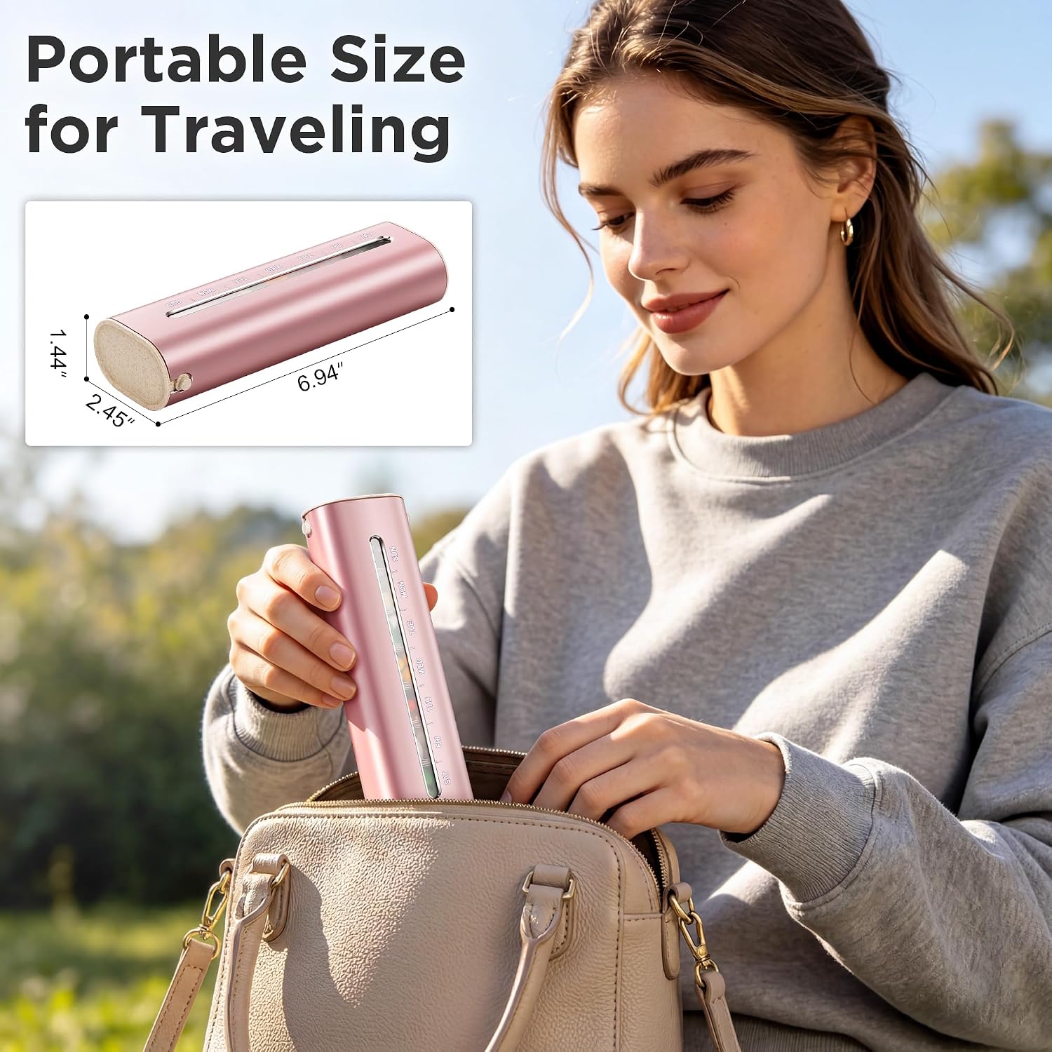 Zannaki Metal 7 Day Pill Organizer,Portable Weekly Pill Case with Push-to-Pop Lock, Airtight Large Capacity Daily Pill Box, Travel Pill Holder Container for Vitamins, Pills, Supplements and Medication