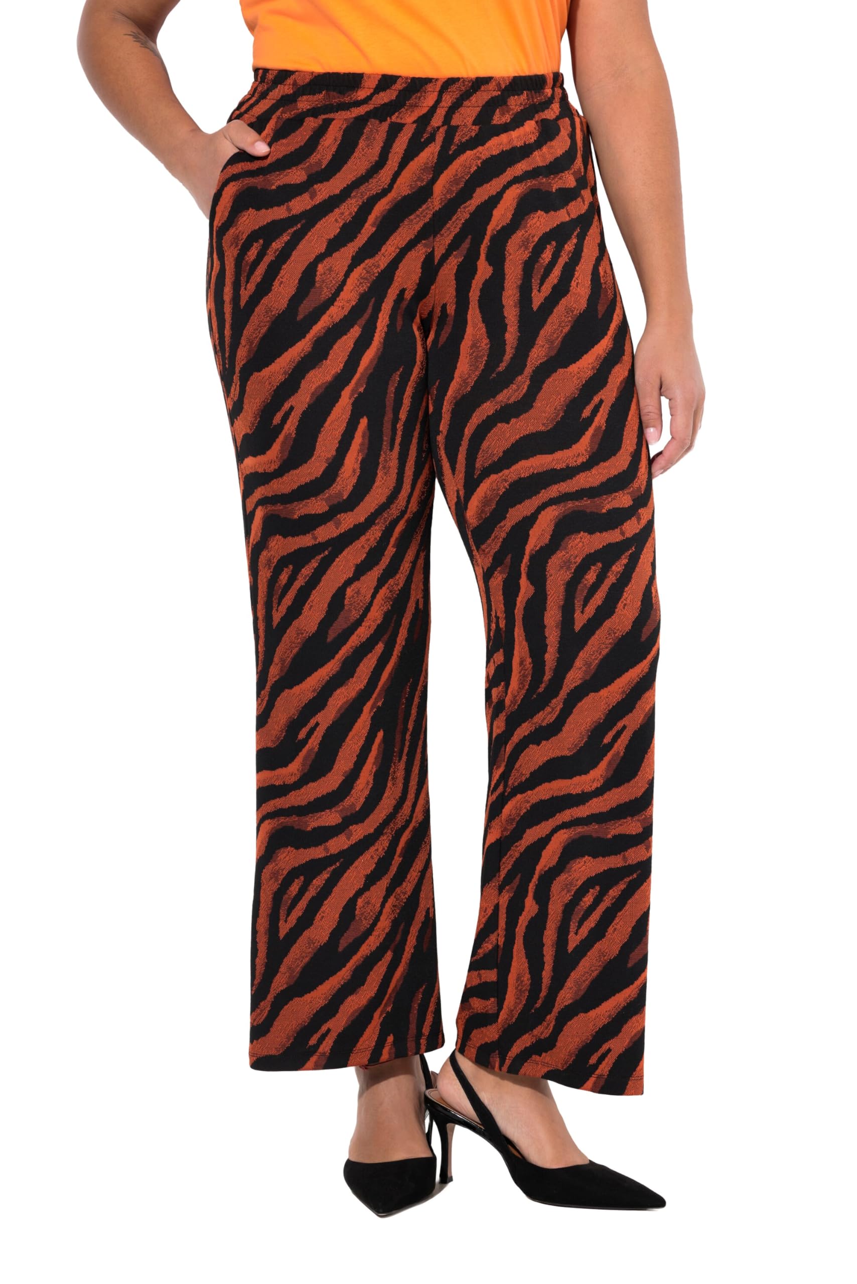 MIAMODA Damen große Größen Übergrößen Plus Size Hose, Color Zebramuster, Elastikbund. 837269