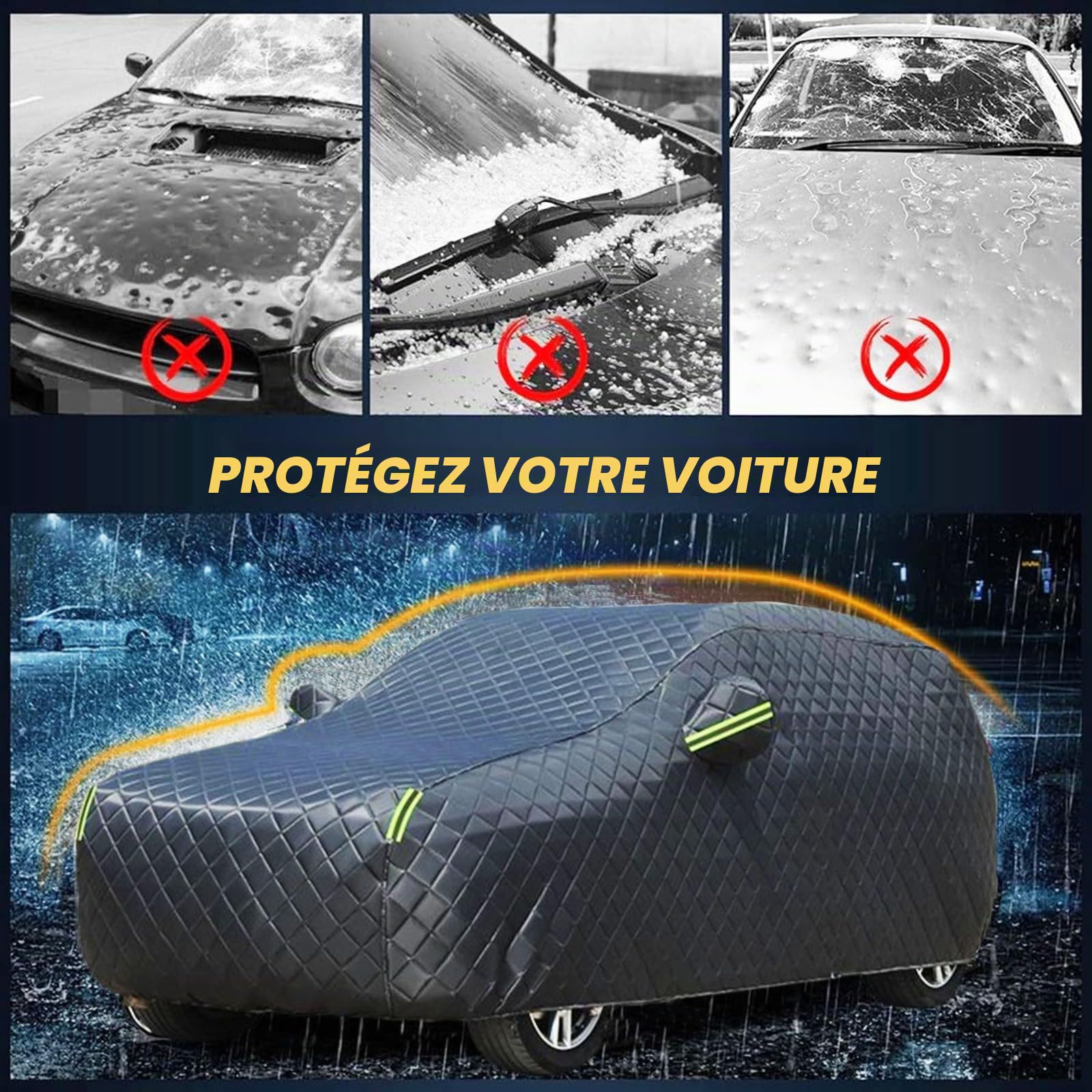 Bache Anti Grele Voiture pour Renault Trafic 3 Phase 1 2014-2019(Version L1H1),Imperméable Housse d'hiver Epaisse pour Voiture,Anti-Neige,Anti-Pluie Et Anti-Rayures avec Bandes Réfléchissantes