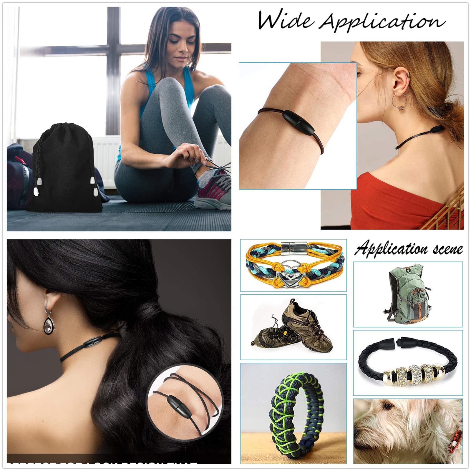 Mipcase 30 Ensembles Cordon De Remplacement Pour Collier - Nylon Noir Avec Attaches Sécurisées Et Fermoirs Détachables - Pour Pendentifs, Bracelets DIY
