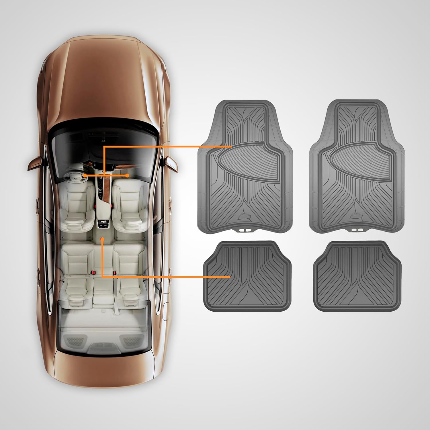 Armor All 4-Piece All-Season Floor Mats, Custom Fit Mats for Cars, Trucks, SUVs — Gray - Image 4