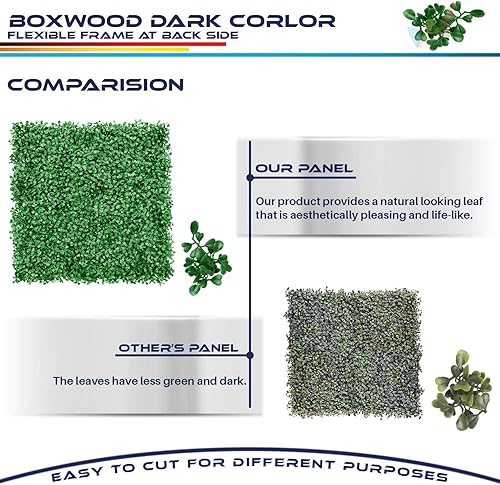 Miniatura 191 de Windscreen4less 6 paneles artificiales de boj de 20 x 20 pulgadas, seto topiario, plantas, hierba, pantalla de privacidad para exteriores, Boj