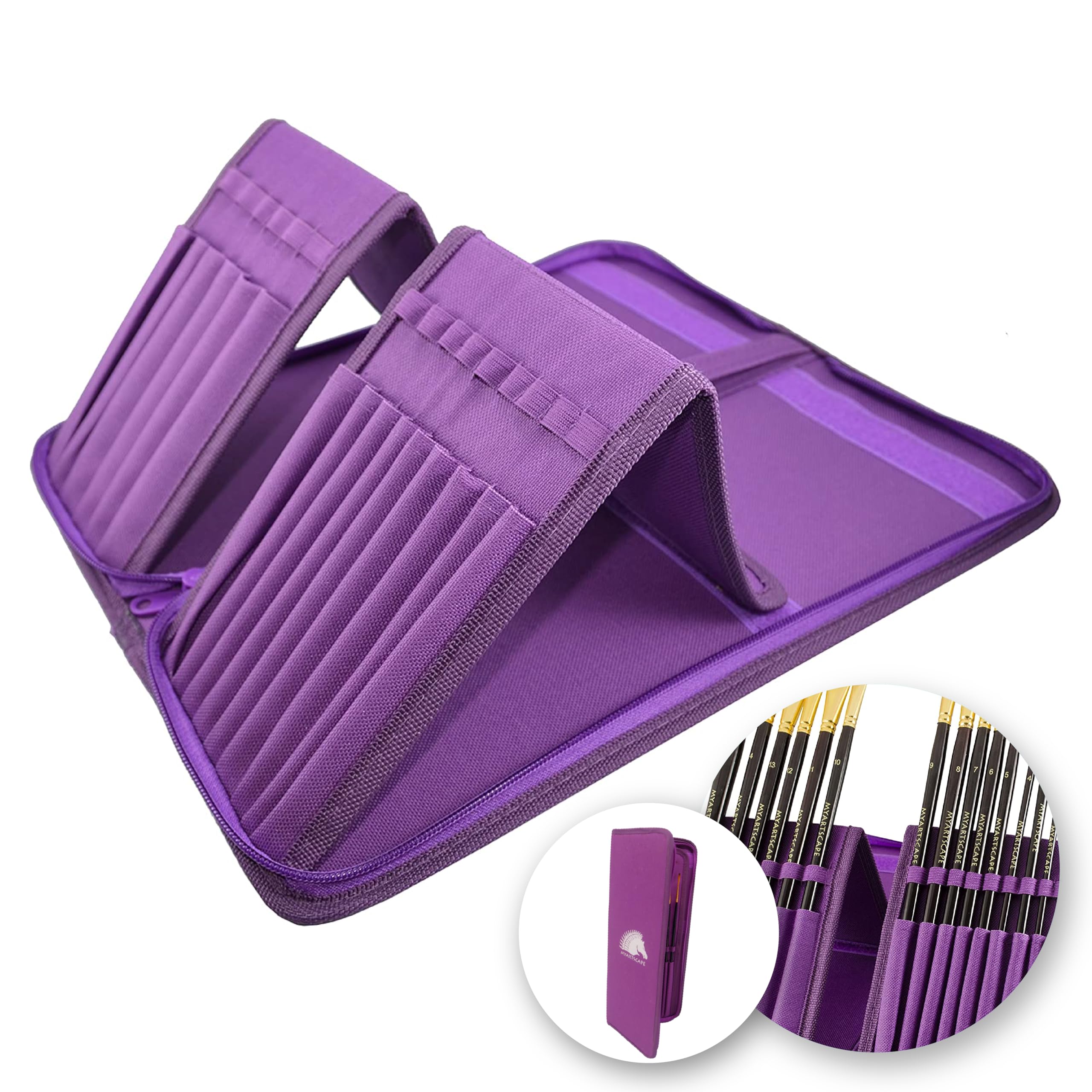 Myartscape Paint Brush Holder - Organizer for 15 Long Handle Brushes - Storage for Acrylic, Oil & Watercolor Art Paintbrushes - Premium Artists' Quality Supplies (Royal Purple)