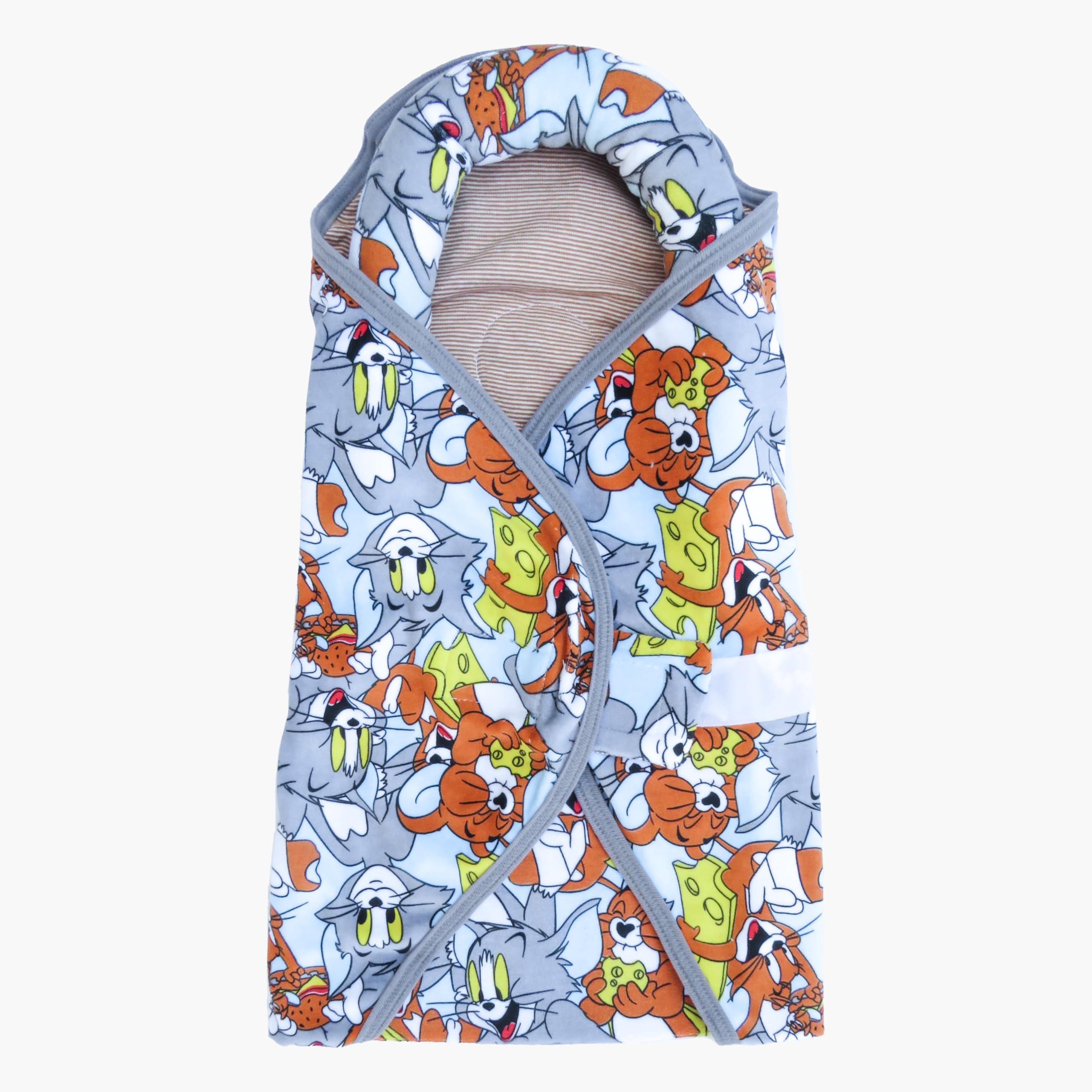 Hug Haven Baby Snuggle Pod Swaddle Blanket Cotton Blue & Orange, Baby (90 cm x 50 cm), Tom & Jerry Print, Adjustable, Machine Washable, 0-12 Months