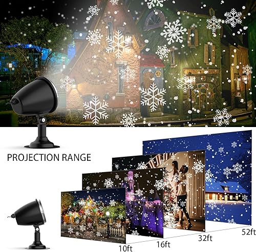 Proyector de luces de nieve de Navidad, luces LED de Rusoso y Navidad, IP65, impermeable, nieve blanca para decoración de interiores y exteriores,