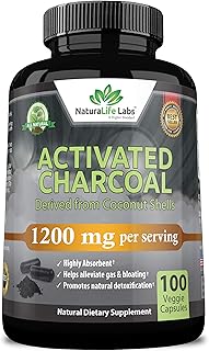 Activated Charcoal Capsules - 1,200 mg Highly Absorbent Helps Alleviate Gas & Bloating Promotes Natural detoxification Der...