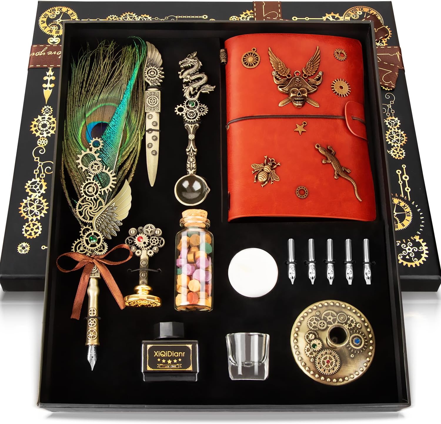 CunMei Quill Pen And Ink Set,with Leather Notebook Feather Quill Pen Dip Pen,Wax - View #5