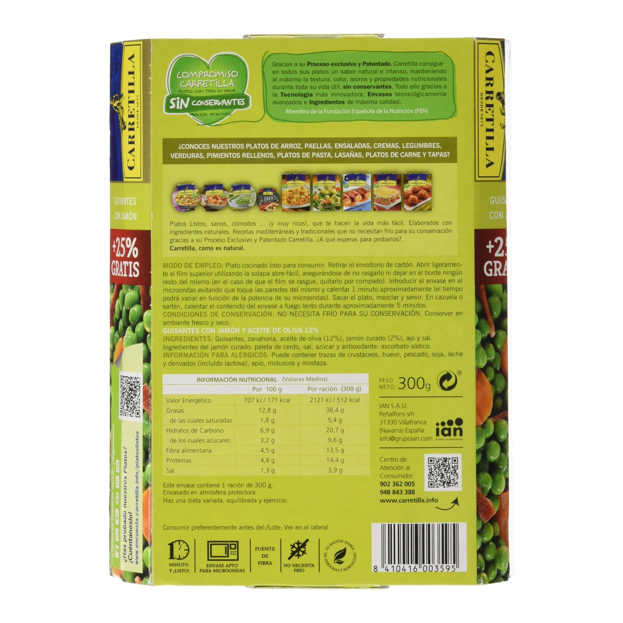 Carretilla - Guisantes con jamn - 300 g - [pack de 2]