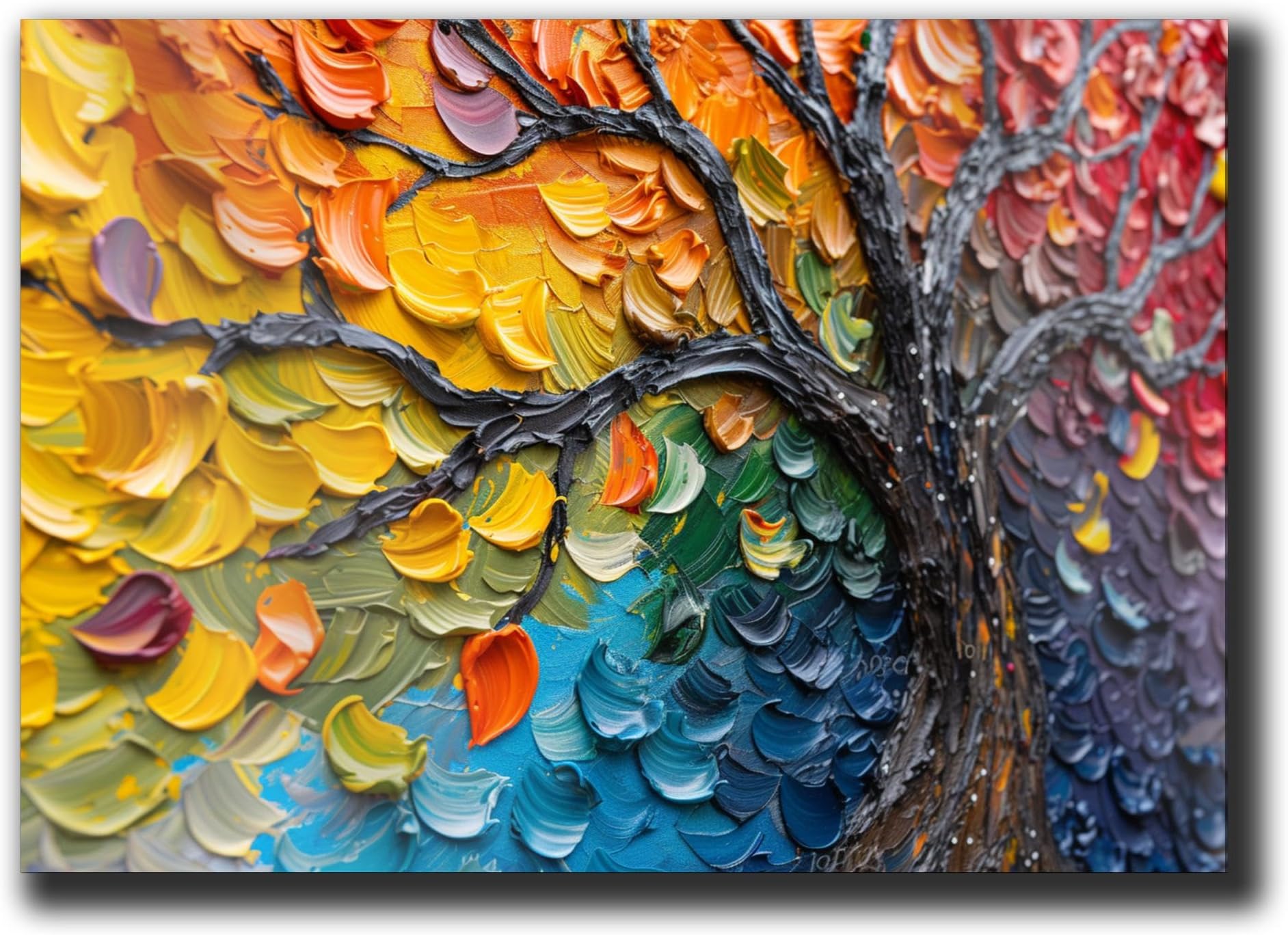 3D Art Prints, 3D Wall Art Decor, Abstract Blooming Tree Prints on Poster, Colorful Tree Texture, Acrylic Prints, Wall Art for Living Room Home Decor, Wall Art,Decor