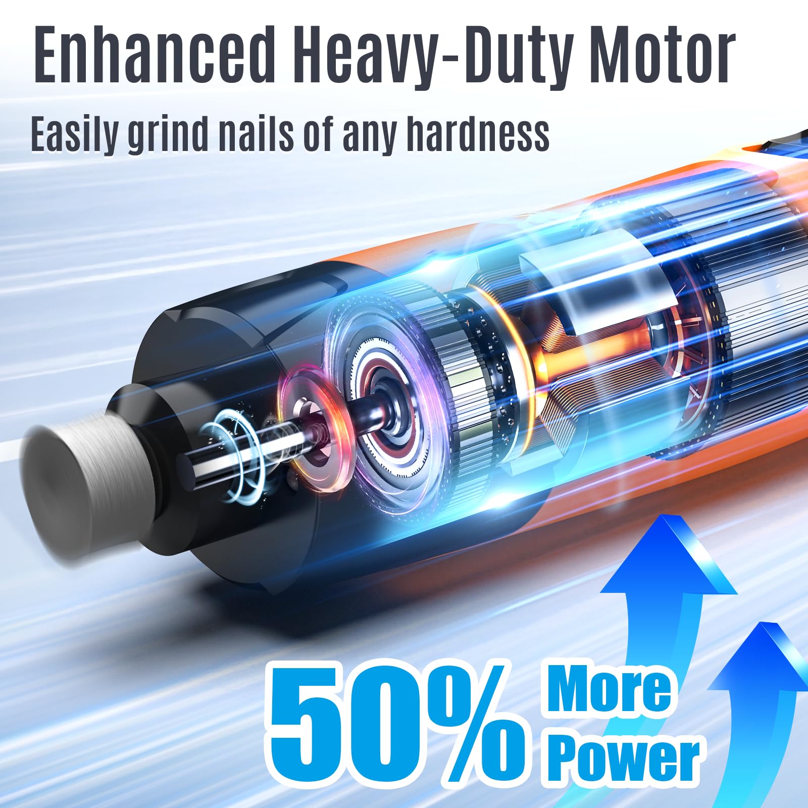 Casfuy New 6-Speed Dog Nail Grinder - 50% More Power Dog Nail Trimmers with 2 LED Lights Quiet 7h Running Time Electric Pet Nail Grinder File Toenail Grinder for Large Medium Small Dogs & Cats (OR) - image 3