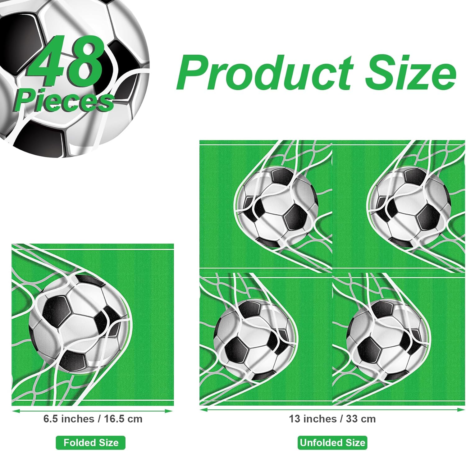 Aodaer 48 Pieces Soccer Paper Napkins Disposable Football Party Napkins Sports Ball Napkins Soccer Cocktail Dinner Napkin Set 13 x 13 Unfolded Football Tableware Napkins for Sports Party Supplies