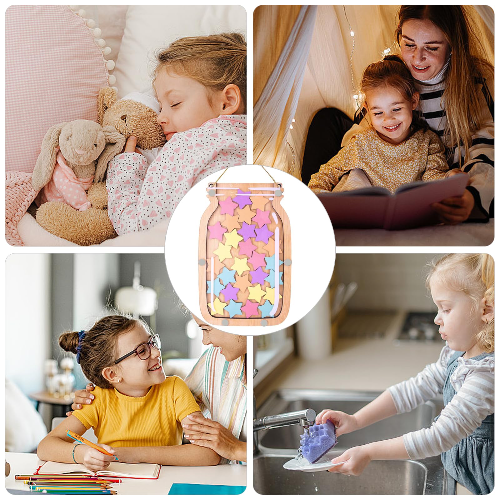 Jarre De Récompense En Bois – 30 étoiles – Base Incluse – Pour Motiver Les Enfants – Tableau De Responsabilité – Dès 3 Ans – Cadeau Classe Ou Maison