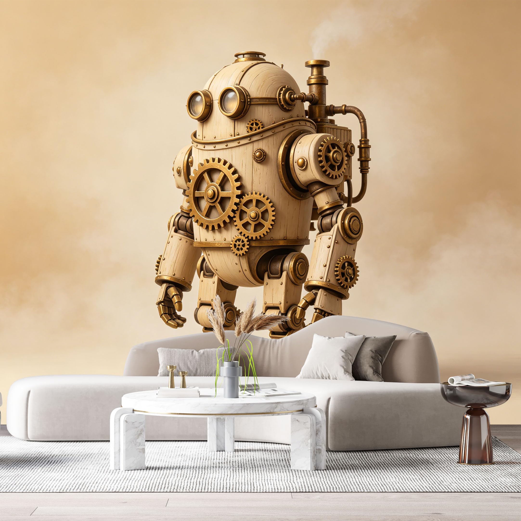 Custom Size Wall Mural Steampunk Mechanical Robot Industrial Gear Mech Textured Futuristic Style SelfAdhesive Art Prints Removable Large Wallpaper Esports Room Game Room Tenant Room Studio