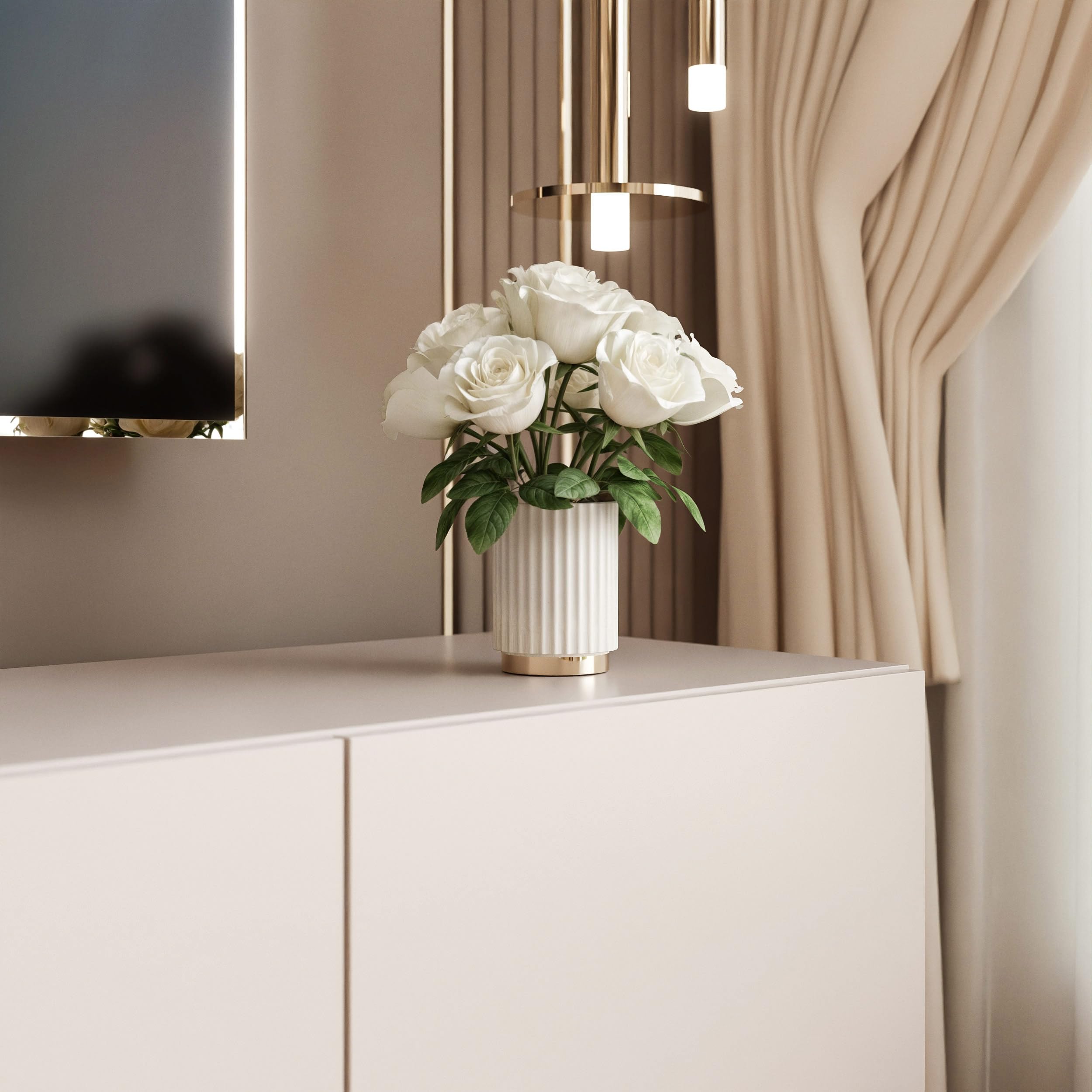 100/200/300 cm LED Meuble TV Cachemire avec Rangement et LED - Meuble TV Mural avec 4 Compartiments Spacieux